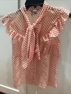 H&M Cream Blouse with Red Polka Dots
